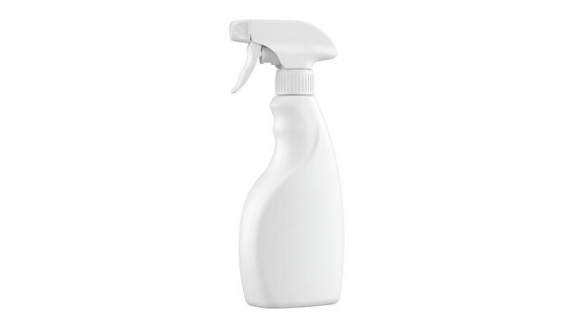 White plastic spray bottle for household cleaning and liquid products