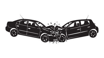 Fototapeta premium Car Crash Scene Depicted As A Black Silhouette