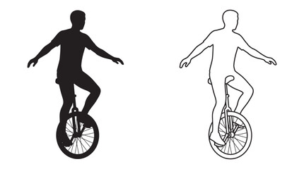Person Riding A Unicycle Black And White Silhouette © MDAbdul
