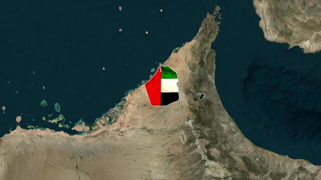 Animated UAE Map with Waving National Flag, Geographic Motion Graphics Background	
