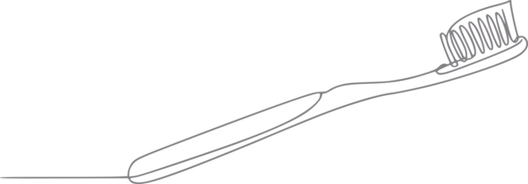 L&iacute;nea continua minimalista de un cepillo de dientes para el concepto de higiene dental diaria y cuidado de la salud oral