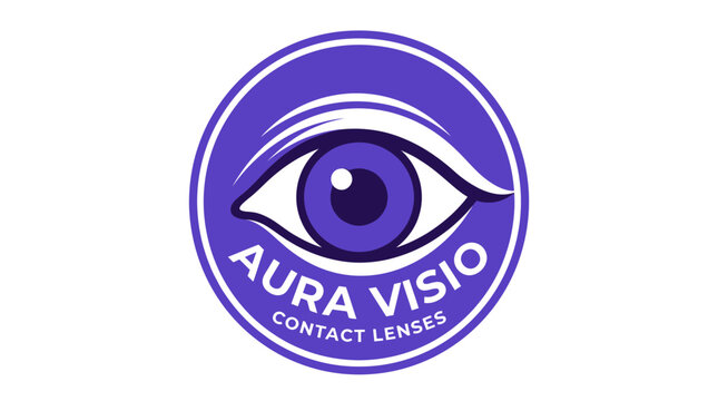 Aura Visio Contact Lenses Eye Logo Design.