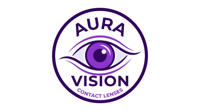 Aura Vision Contact Lenses Eye Logo Design.