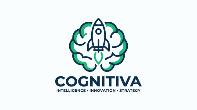 Cognitiva logo with brain and rocket symbolizing intelligence and innovation.