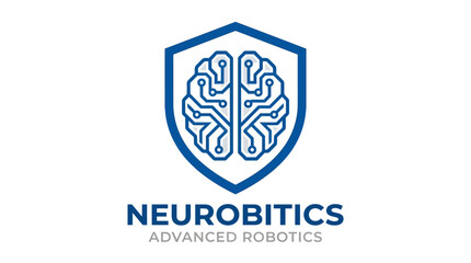 Obraz premium Neurobitics Advanced Robotics Logo with Brain Circuitry Shield.