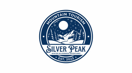 Fototapeta premium Silver Peak Mountain Tourism Adventure Company Logo Design.