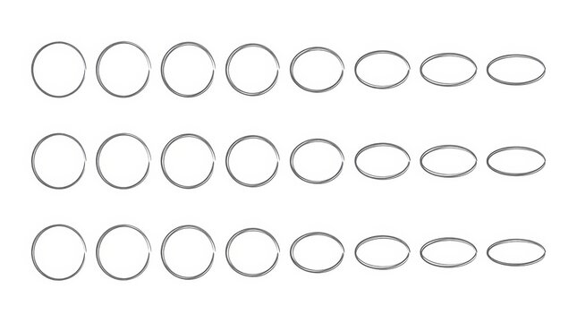 Set of handdrawn circles and ellipses isolated on white background