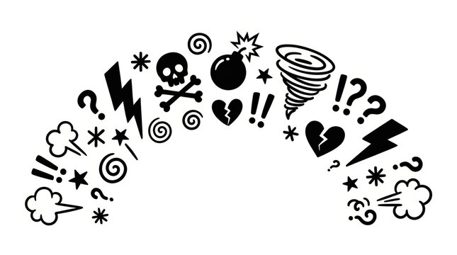Comic book style swear symbols and grawlix icons isolated on white background