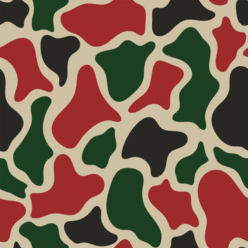 Rustic Christmas Old School Camo Vector Seamless Pattern Background in Ruby Red and Hunter Green for Winter Sportsman Gear and Holiday Surface Design