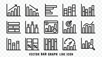 Fototapeta premium Set of black and white business graph and data analysis icons for web design and presentations