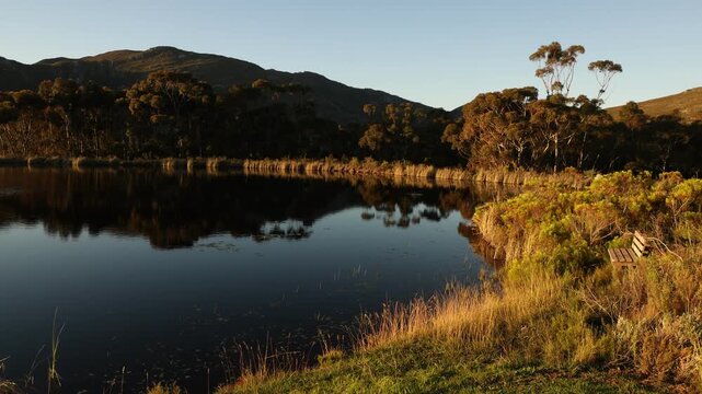 placid pond at sunset, Stanford, South Africa