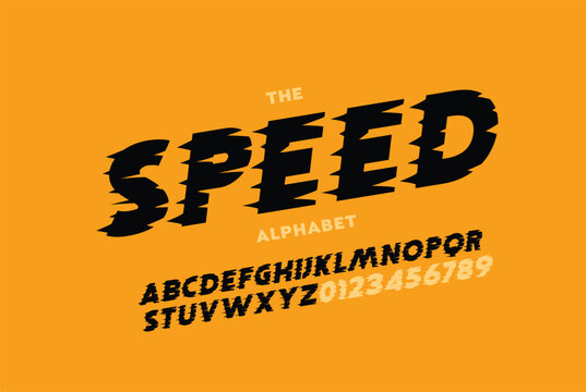Speed letters set. Red race font. Italic bold racing style vector latin alphabet. Fonts for event, promo, logo, banner, monogram and poster. Typeset design.