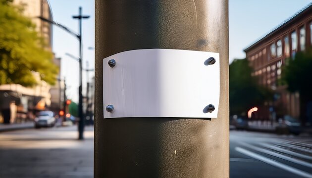 sticker mockup applied to a street pole with urban textures photographed in daylight gritty authentic and photorealistic presentation for branding or street style designs