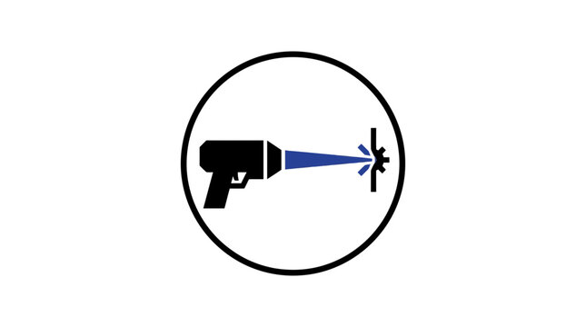 Drilling Icon with Laser Beam and Target Symbol