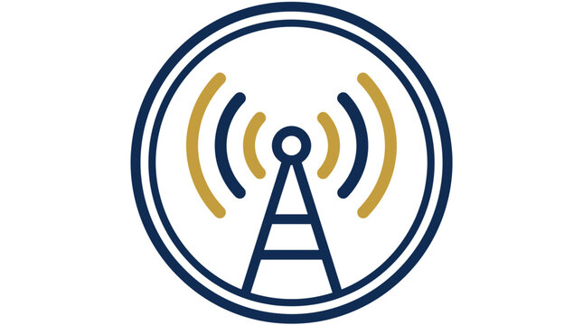 Radio Tower Icon Signal Waves Transmission Communication Concept