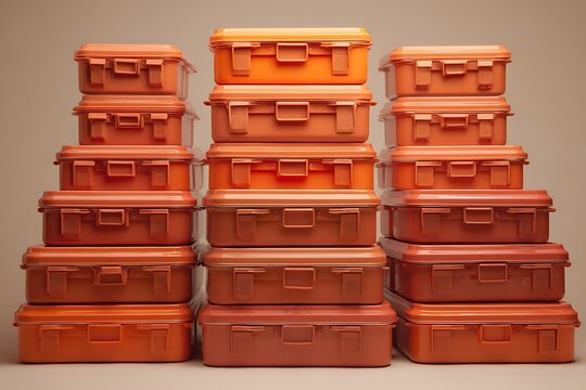 stacks of lunch boxes