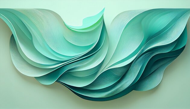 a poetic marriage of mint green and seafoam blue abstract shape generative ai