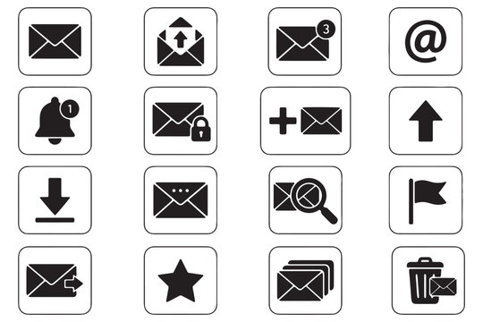 Modern flat icons for social media and communication apps. Minimalist UI symbols for web design, mobile apps, and digital interfaces.