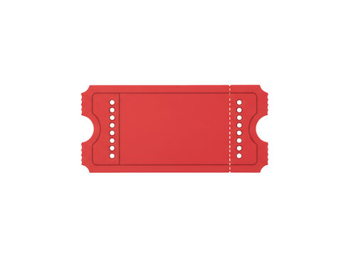 A single blank red paper cinema ticket icon for events and movies