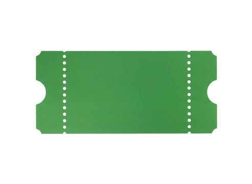 Blank green paper ticket with perforated edges for events and admission