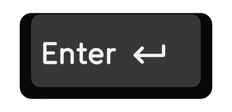 Enter Key: A close-up shot of a black computer keyboard's 'Enter' key, featuring a white label and an arrow symbol, ready for user interaction.