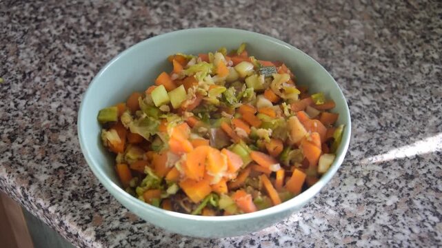 Well lit close shot of a bowl of Bubble And Squeak