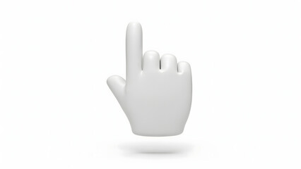 A minimalist 3d white hand cursor pointing upwards isolated on a white background, for digital user, interface and web navigation © Anim