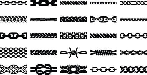 Chain and rope patterns seamless borders vector illustration set © MS Studio1
