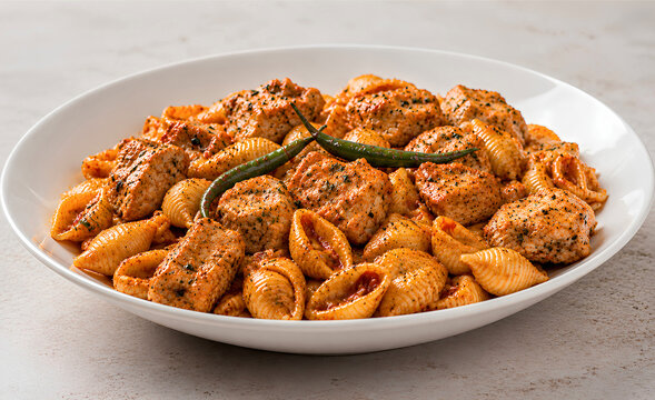 Spicy Chicken Pasta Shells with Chili and Herb Seasoning