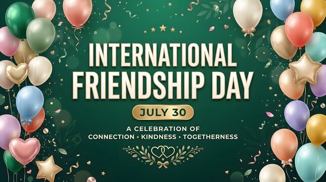 Floral Ornament With Balloons International Friendship Day Vector Illustration