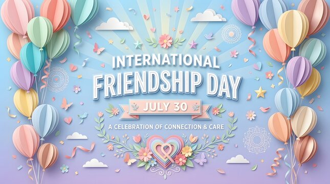 Papercut Balloons And Floral Ornament For International Friendship Day