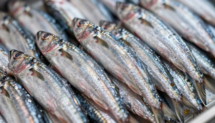 Obraz premium Fresh Sardines Displayed for Sale at Market