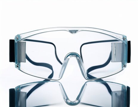 clear safety goggles for eye protection isolated on white background