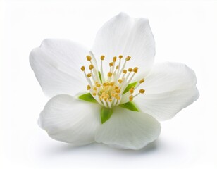 Fototapeta premium single white jasmine flower blossom isolated on white background