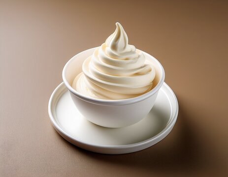 creamy soft serve ice cream in white cup on light brown background dessert cup white cup cold dessert