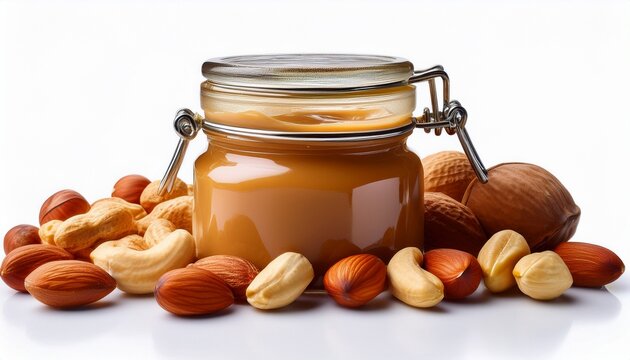 nut butter jar isolated on white background
