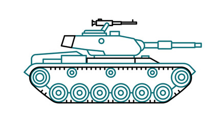 Obraz premium Modern Military Tank Vector Illustration - Outline Style