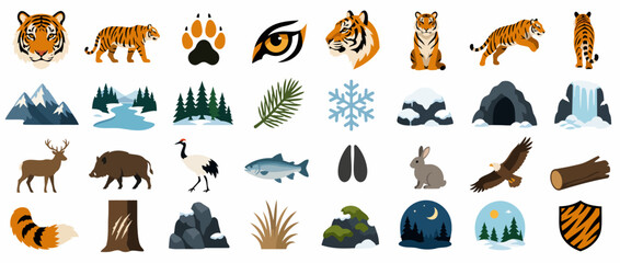 Colorful flat design animal and nature icons collection. © zenbow_studio