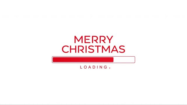 Merry Christmas Loading Progress Bar Animation with Red Loading Indicator on White Background