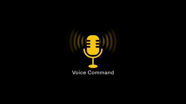 Voice command activation animation with pulsing sound waves for smart technology and ai interface artificial intelligence