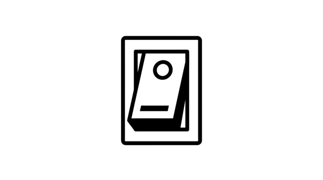 Simple black and white illustration of a light switch icon, symbol for power and control