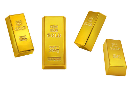 Set of Gold Bars on Transparent Background png