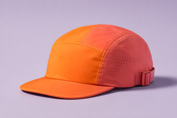 Fototapeta premium Orange Gradient Futuristic Five Panel Cap in Studio