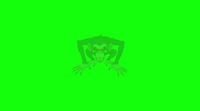 Evil Monkey Monster Green Screen | Animated Scary Ape Chroma Key Overlay 
Spooky Monster Monkey with Glowing Eyes & Fangs
Animated Creepy Ape Monster Crouching &ndash; Green Screen Halloween Graphic 