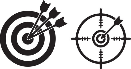 Target icons with arrows, archery and shooting range symbols © KULSUMA