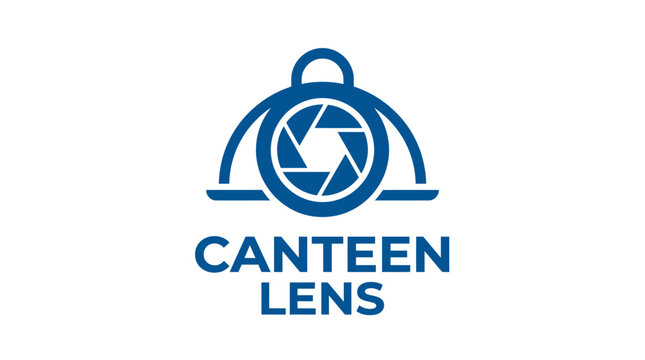 Canteen lens logo with cloche and camera shutter iris.