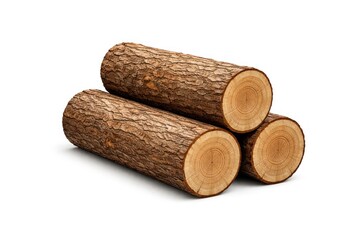 Obraz premium Stacked wooden logs isolated on white background.