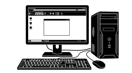 Fototapeta premium Computer desktop with monitor and keyboard.