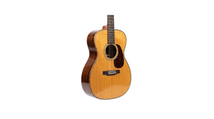 Naklejka premium Natural wood acoustic guitar with acoustic, instrument, classical as cut out PNG