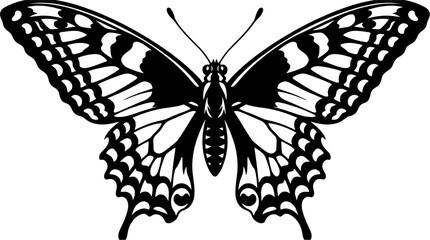 Detailed Black Butterfly Illustration Closeup. © Mr